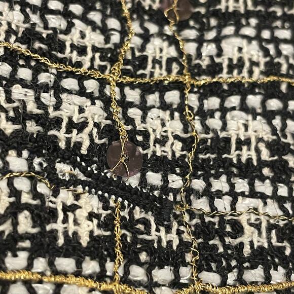 Chanel 05 Black White Plaid Tweed Sequin Jacket FR 40 | Gold Buttons Blazer Rare - Picture 15 of 16